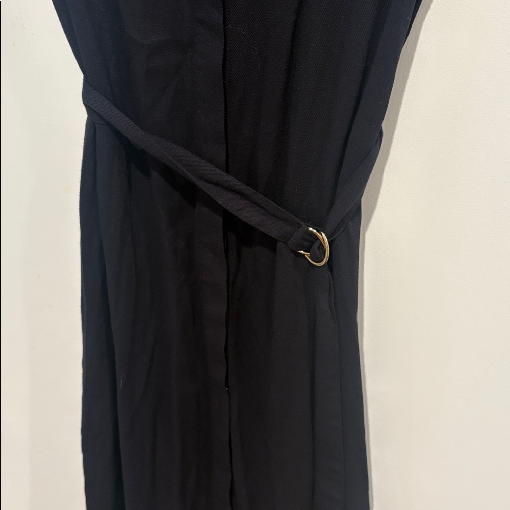 New Look Classic Black Belted Midi Collared Short Sleeve Work Dress Size 6 - Picture 5 of 7